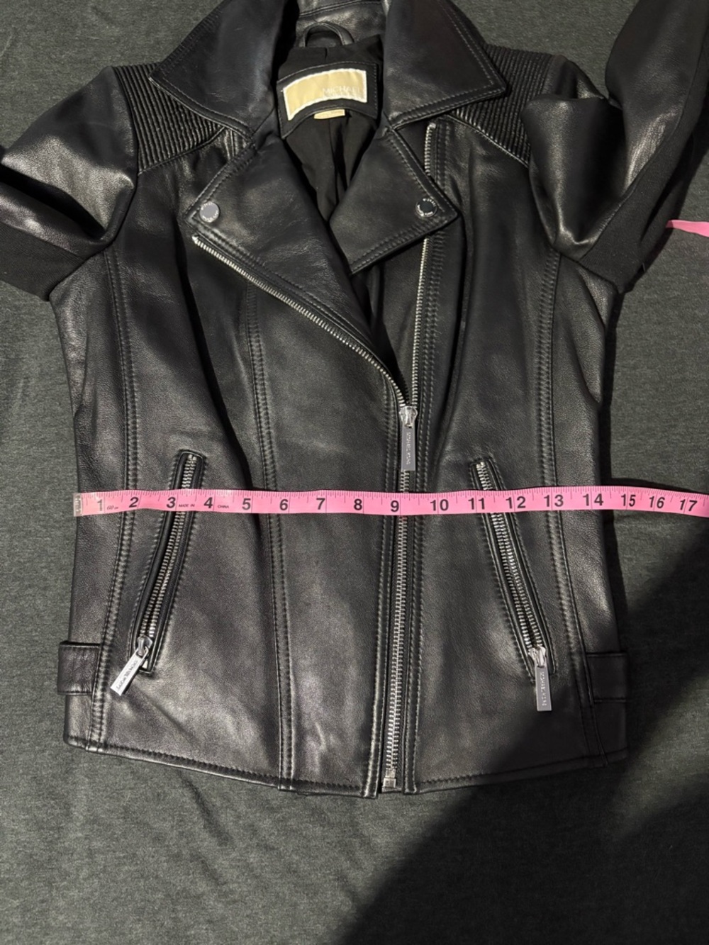 Michael Kors Blacked Leather Jacket - Picture 6 of 7